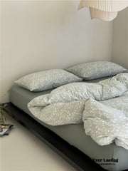 Jersey Knit Cotton Floral Bedding Set - Moss Green