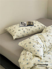 Jersey Knit Cotton Floral Bedding Set - Yellow