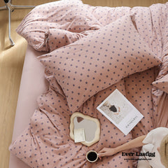 Jersey Knit Dotted Bedding Set - Pink