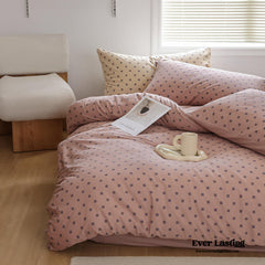 Jersey Knit Dotted Bedding Set - Pink
