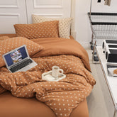 Jersey Knit Dotted Bedding Set - Pumpkin Orange Brown
