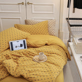 Jersey Knit Dotted Bedding Set - Yellow
