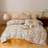 Jersey Knit Floral Bedding Set - Orange Blue
