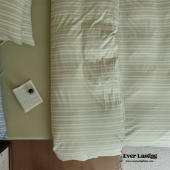 Leo Striped Jersey Knit Cotton Bedding Set - Green