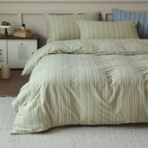 Leo Striped Jersey Knit Cotton Bedding Set - Green