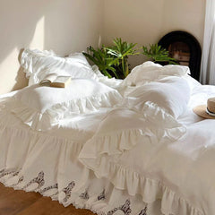 Liliane Elegant Ruffle Double Gauze Bedding Set - Hollow Out