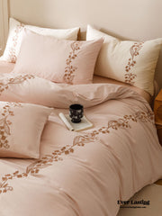 Lily of the Valley Embroidered Silky Bedding Set - Pink