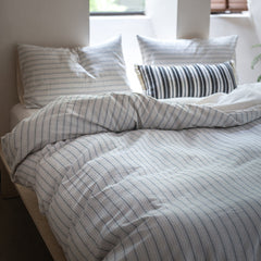 Lina Minimalist White Striped Bedding Set