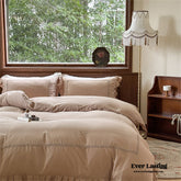 Madeleine Lace Double Gauze Ruffle Bedding Set - Brown