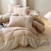 Margaux Lace Double Gauze Bedding Set - Beige Brown