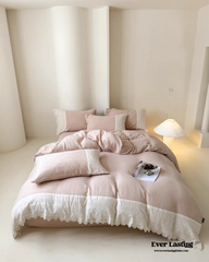 Margaux Lace Double Gauze Bedding Set - Pastel Pink