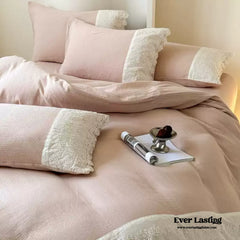 Margaux Lace Double Gauze Bedding Set - Pastel Pink