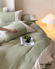 Margaux Lace Double Gauze Bedding Set - Sage Green