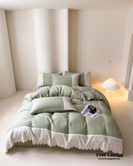 Margaux Lace Double Gauze Bedding Set - Sage Green