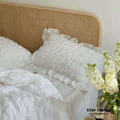 Marshmallow Puff Ruffle Bedding Set - White