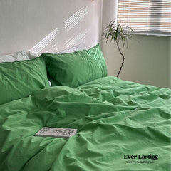 Maximalist Green Solid Color Cotton Bedding Set