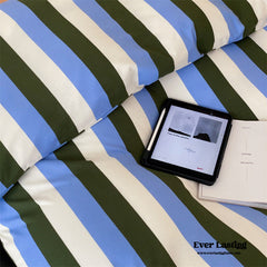 Maximalist Striped Bedding Set - Blue