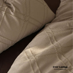 Millard Geometric Jacquard Bedding Set - Beige