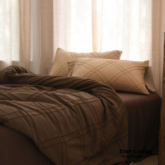 Millard Geometric Jacquard Bedding Set - Brown