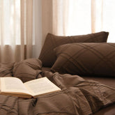 Millard Geometric Jacquard Bedding Set - Brown