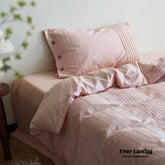 Milo Minimalist Solid Button Bedding Set - Pink