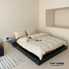 Mini Polka Dot Jersey Knit Bedding Set - Cream + Pumpkin Orange