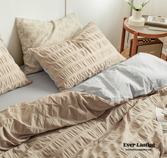 Minimal Bubble Textured Bedding Set - Beige