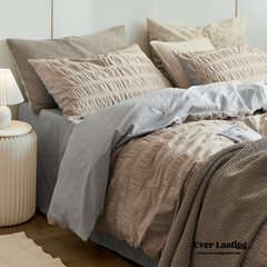 Minimal Bubble Textured Bedding Set - Beige
