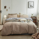Minimal Bubble Textured Bedding Set - Beige