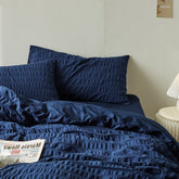 Minimal Bubble Textured Bedding Set - Blue