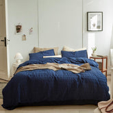 Minimal Bubble Textured Bedding Set - Blue