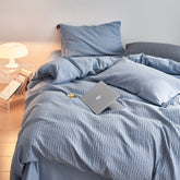 Minimal Jacquard Bedding Set - Blue