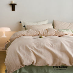 Minimal Jacquard Bedding Set - Pink Green