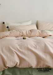 Minimal Jacquard Bedding Set - Pink Green