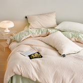 Minimal Jacquard Bedding Set - Pink Green