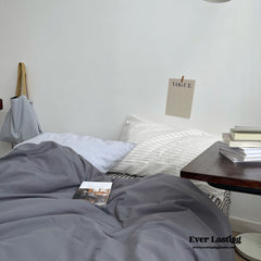 Minimal Mixed Gingham Bedding Set - Gray