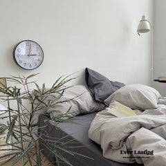 Minimal Mixed Gingham Bedding Set - Gray & Black