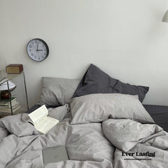 Minimal Mixed Gingham Bedding Set - Gray & Black