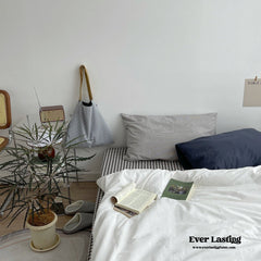 Minimal Mixed Gingham Bedding Set - White