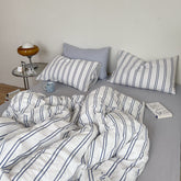 Minimal Stripe Bedding Set - Blue