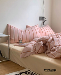 Minimal Stripe Bedding Set - Pink