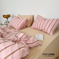 Minimal Stripe Bedding Set - Pink