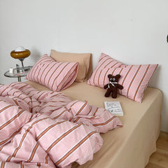 Minimal Stripe Bedding Set - Pink