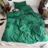 Minimal Vintage Stripe Bedding Set - Forest Green