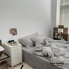 Minimalist Solid Velvet Neutral Bedding Set - Gray