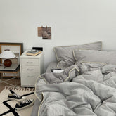 Minimalist Solid Velvet Neutral Bedding Set - Gray