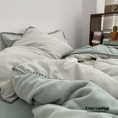 Minimalist Solid Velvet Neutral Bedding Set - Green