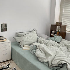 Minimalist Solid Velvet Neutral Bedding Set - Green