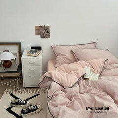 Minimalist Solid Velvet Neutral Bedding Set - Pink
