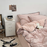 Minimalist Solid Velvet Neutral Bedding Set - Pink